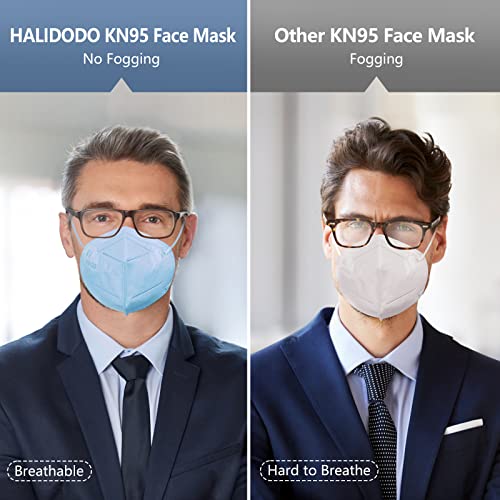 HALIDODO Individually Wrapped, 60 Packs KN95 Face Mask, 5Ply