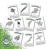 Rebel Gardens Organic Herb Seeds - USA Grown Non GMO Heirloom Seed for Planting Indoors or Outdoors Garden (10 Culinary Variety Pack)