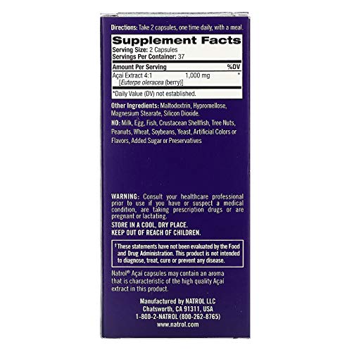 NATROL ACAIBERRY – 1000 MG – 75 VEGETARIAN CAPSULES