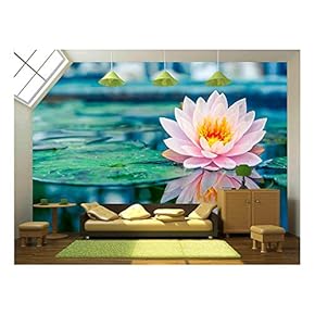 Beautiful Pink Lotus in a Pond - Canvas Art Wall Mural Decor - 66"x96"