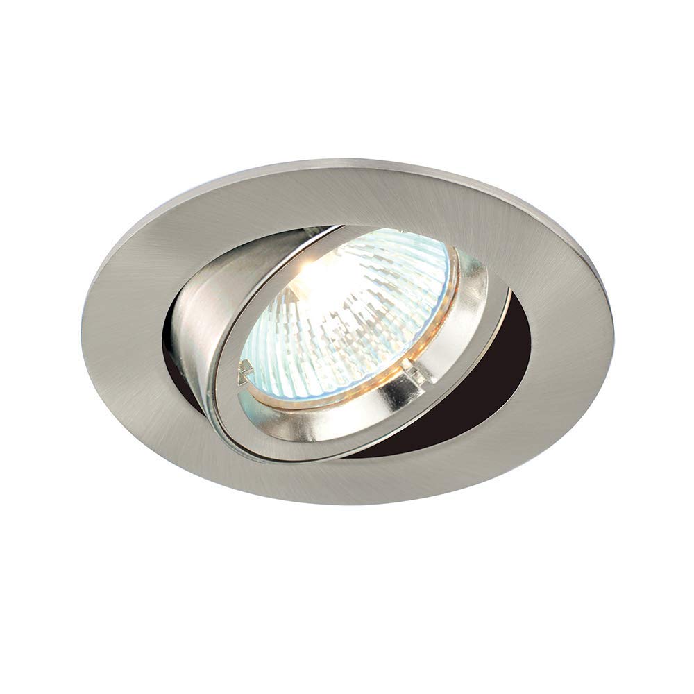 Saxby Cast Modern Recessed 50W Adjustable Tilt Twist & Lock Mains 240V LED Compatible GU10 IP20 Rated Satin Nickel Ceiling Spot Downlight for Kitchen Bedroom Lounge etc.