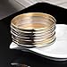 Caperci Women's Set of 7 Tri-Color Silver/Gold/Rose Gold Stainless Steel Bracelet Bangle Set 8.4 Inch