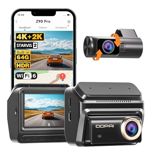 DDPAI Z90 Pro Dashcam 4K+2K, Dual STARVIS 2 (IMX678 & SC431AI), 64GB eMMC, Night + Anti-Flicker, 3K/60fps Highway, GPS/ADAS, 5G WLAN, 4G LTE, 24h Parking Guard, IPS 3 Inch