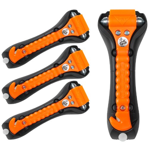 LifeHammer 4 Pack Safety Hammer Classic Auto Escape Tool Orange Glow In The Dark