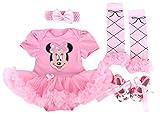 Baby Rae Clothing 4 in 1 Set: Shortall+Head Band+Legging Socks+Shoes -Pink Minnie Mouse