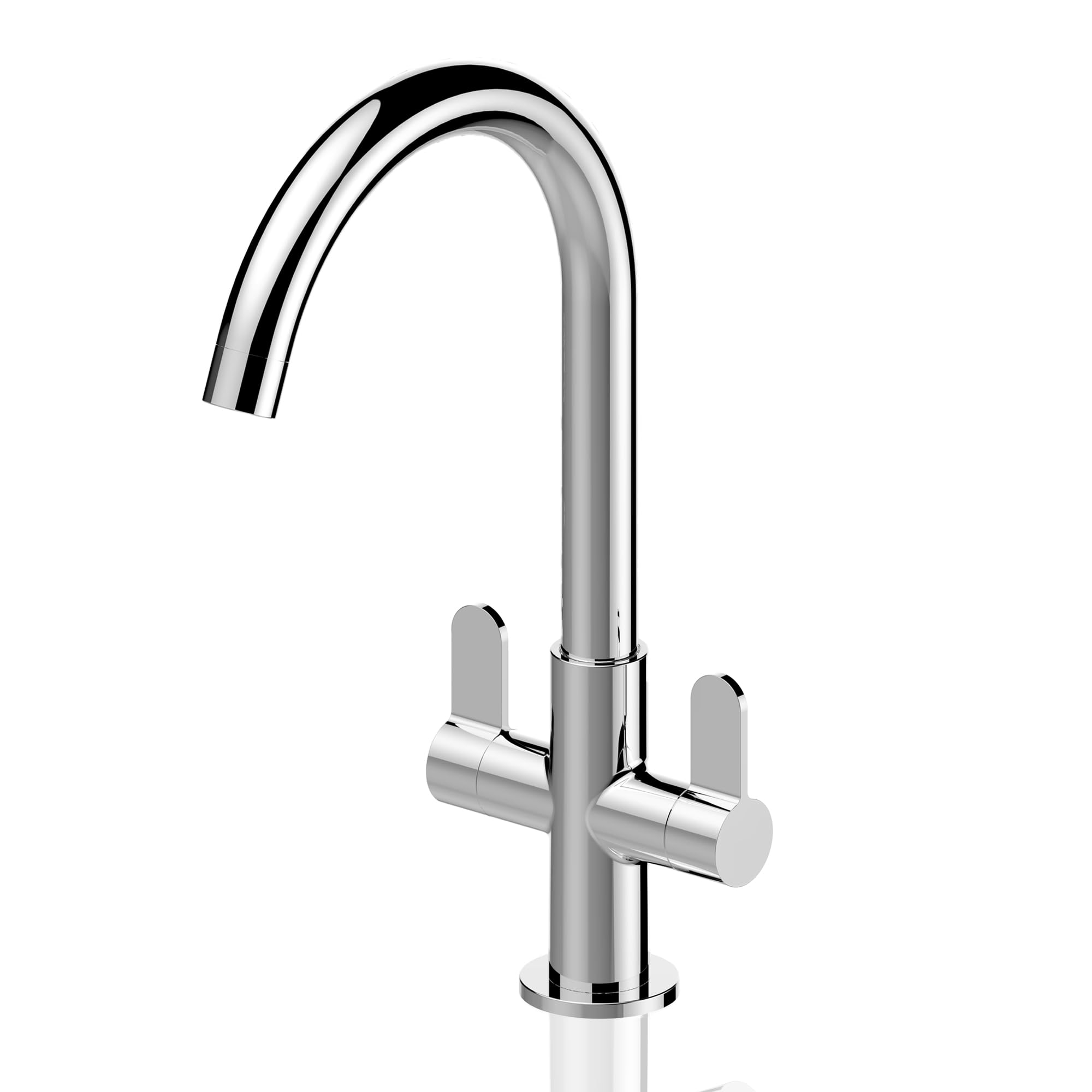 Deva Monobloc Kitchen Sink Mixer Tap Twin Lever in Chrome - Swivel Spout for Single Dual Basin - Silver Brass Hot & Cold Mono Taps - UK Standard 1 Hole Kit - 12 Year Warranty Preston PTN104