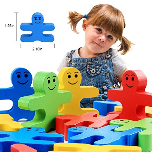 image for Agirlgle Wood Building Blocks Stacking Game Toys for Kids Children Tod