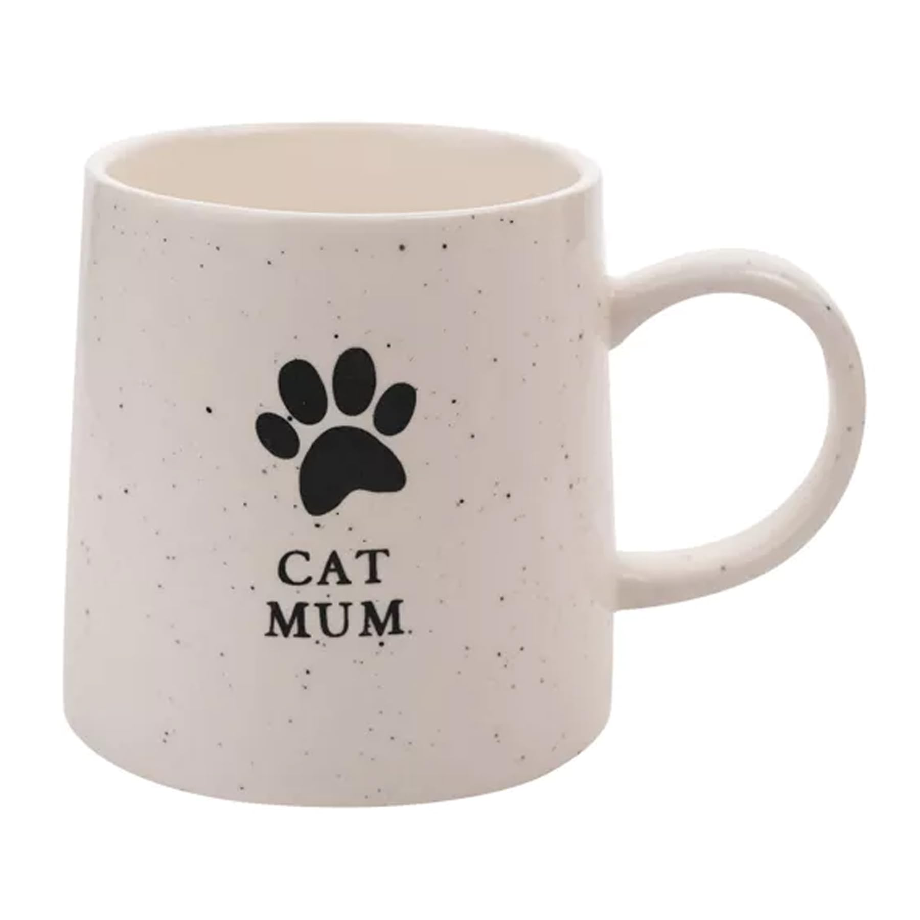 Widdle Gifts Cat Mum Stoneware Mug with Black Paw Print Design 1073