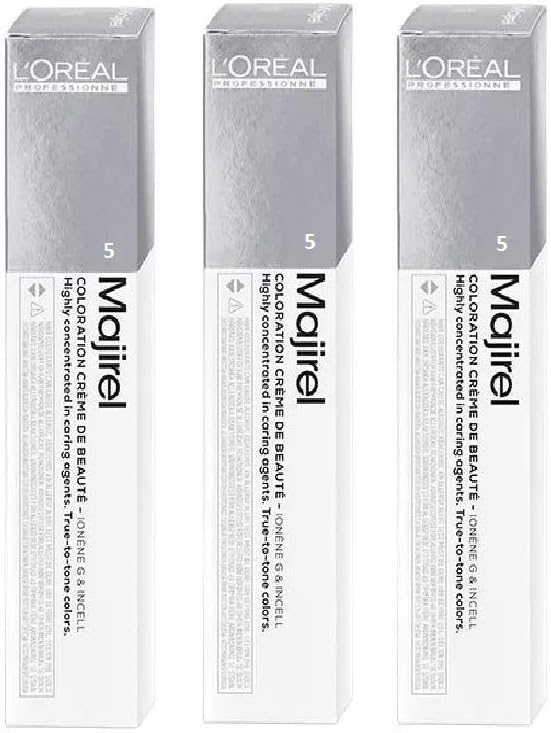 3 x L'Oreal Majirel Hair Colour 5 Light Brown Professional Dye