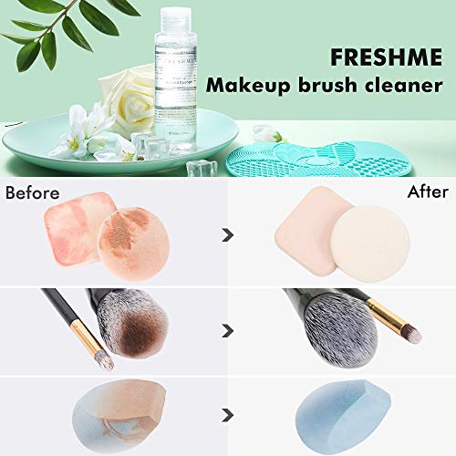Makeup Brush Sponge Cleaner Set - Instantly Deep Wash Cleanser Shampoo Portable Cosmetic Cleaning Mat Kit Cruely Free Perfect Professional Solution Tools Protect Silicone Scrabber Board Pad, 3.5 OZ