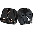 JORINDO 2pcs American US NEMA 6-20P Electrical Plug Adapter，NEMA 6-20P Plug Adapter，US 3 pin Plug to Universal 3 Holes Socket Power Converter for NEMA 5-15P/5-20R/6-15P/6-20P/ EU/AU/US/UK (Black)
