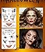 Halloween Temporary Face Tattoos Kit - 2019 Cool Designs, Full Face Sugar Skull Tattoos, for Halloween and Day of the Dead, Easy to Apply and Remove