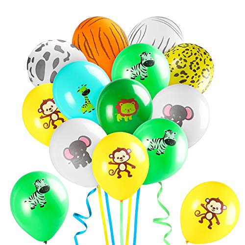 MALLMALL6 93Pcs Safari Animal Balloons Jungle Theme Birthday Party Supplies Decorations Forest Zoo Animals Latex Balloon Party Favor Wildlife Helium Balloon Bunch Baby Shower Room Decor for Kids