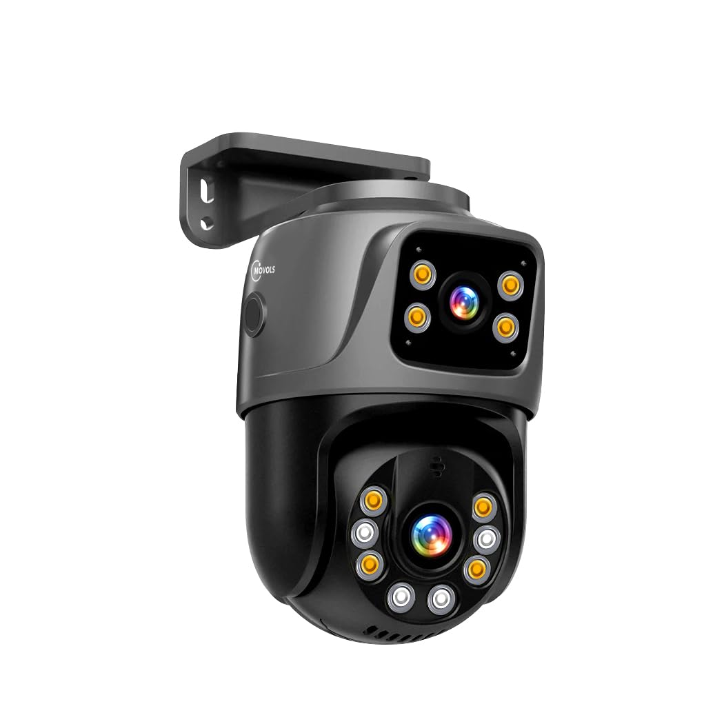 Photo 1 of MOVOLS Dual-Lens PoE Security Camera 6MP Pan/Tilt PTZ 360 Camera Outdoor, Person/Vehicle Detect, Spotlight Siren, Color Night Vision(Can be Used Alone?Or Work with NVR System Through onvif)