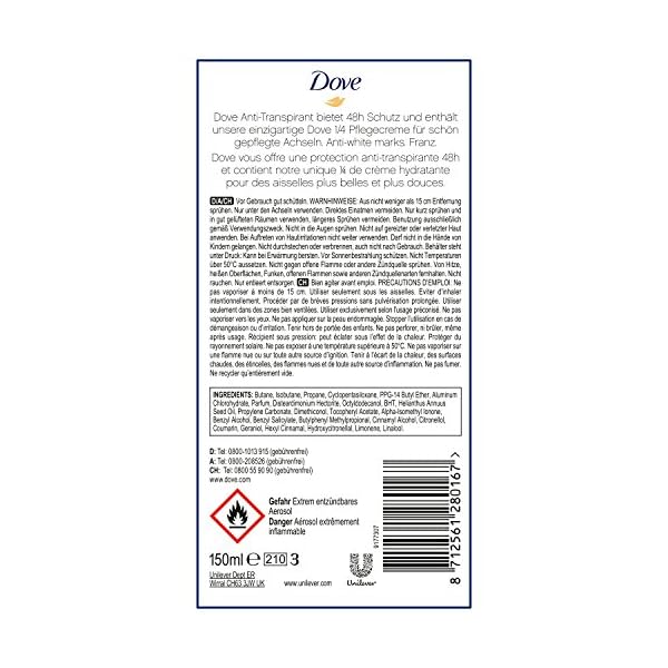 Dove Invisible Dry Antiperspirant Spray Leaves No Visible White Stains Protects 48 Hours Against Body Odour and Sweat…