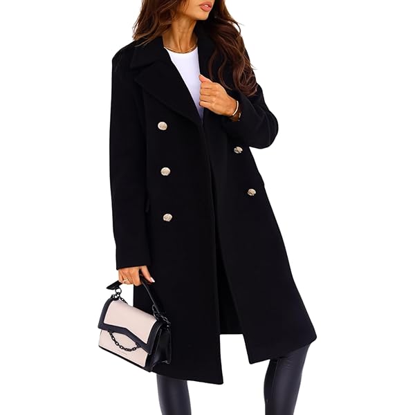 Amazon.com: chouyatou Women's Winter Lapel Double Breasted Office