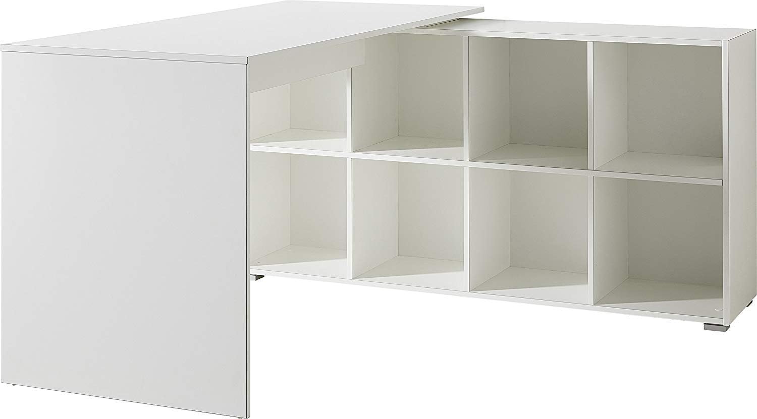 Germanica Corner Home Office Computer Desk Finished in White Includes 8 Storage Spaces
