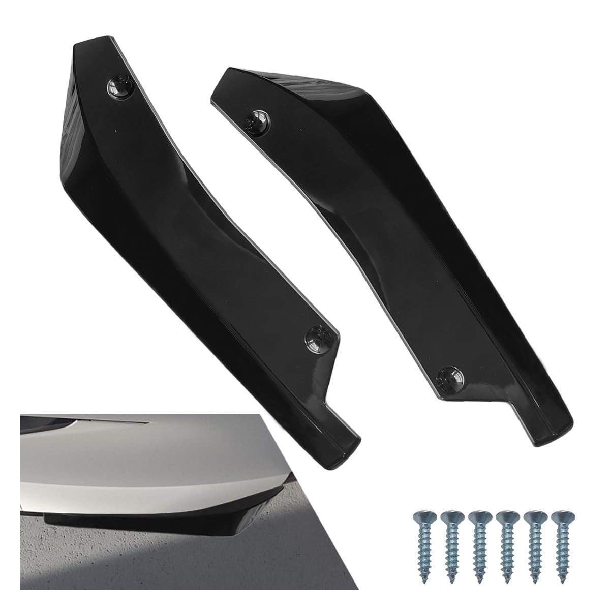 Photo 1 of 2PCS Universal Car Rear Bumper Lip Splitter Canard Diffuser - Side Fin Fenders Skirt Protector Exterior Decoration Trim for Car (Black)