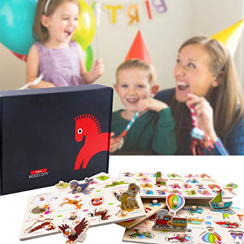 6 Puzzles+Toddlers+WOOD+CITY+Alphabet