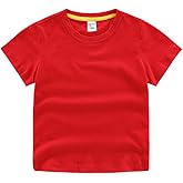 RUKOSU Baby Toddler Solid Color Short Sleeve T-Shirts for Boys Girls Summer Basic Cotton Crewneck Tee Shirt Tops