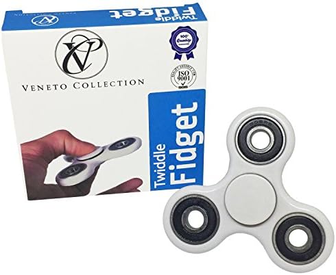 Veneto Collection Twiddle Fidget Spinner | Stress and Anxiety Relief Toy for ADHD, Autism, ADD | Promotes Calm Focus | Ultra-Quiet Spinning, Handheld Gadget (White)