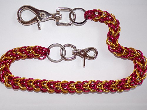Custom Biker Wallet Chain, 30" SYLB Red & Gold Biker Chain - 30" in. Double Stainless Steel Snaps - Thumbnail 3
