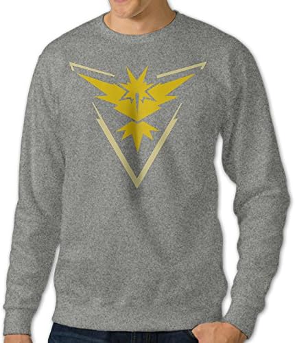 Men's Pokemon Go Team Instinct Round Collar Pullover SweaterAsh Size L