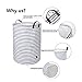 DOKEHOM 22-Inches Freestanding Laundry Basket with Lid, Collapsible Extra Large Drawstring Clothes Hamper Storage with Handle (Blue Stripe, XL)