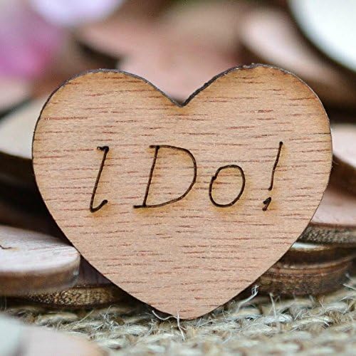 I Do! Wood Heart Confetti 1" - Rustic Wedding Decor