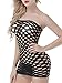 Firstbuy Women Sexy Lingerie Fishnet Bodysuit Bodystocking Crotchless Chemise Babydoll Free Size (Black-03)