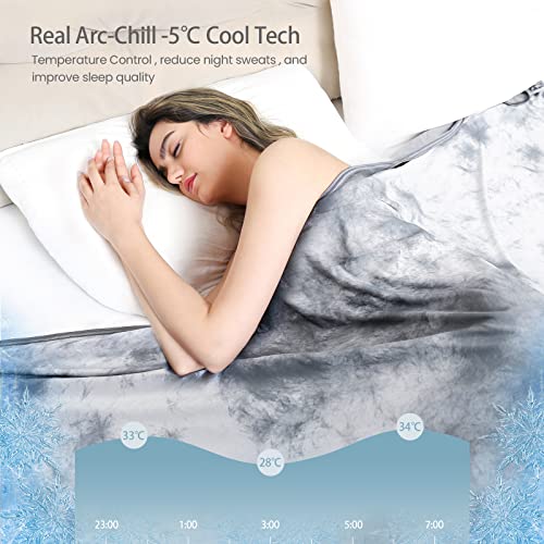 Elegear Cooling Summer Blanket, Cooling Fibres ARC-Chill 3.0 Q-MAX>0.5 Double-Sided Self-Cooling Summer Blanket for Better Sleep, Breathable And Lightness, 200×220cm, Tie Dye Grey