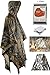 HOW'ON Multifunction Rain Poncho Waterproof Poncho Hooded Poncho Emergency Raincoat Jungle Camo