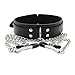 SM Bondage Under Bed Restraint Kit Sex Toy Leather Choker Collar with Nipple Clamps Chain Nipple Clips Nipple Jewelry Nipple Toys