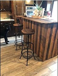 Set of 2-Industrial Bar Stools with Backrest-Swivel