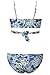 CUPSHE Women's Floral Front Cross Padding Bikini Set Beach Swimwear Medium Blue