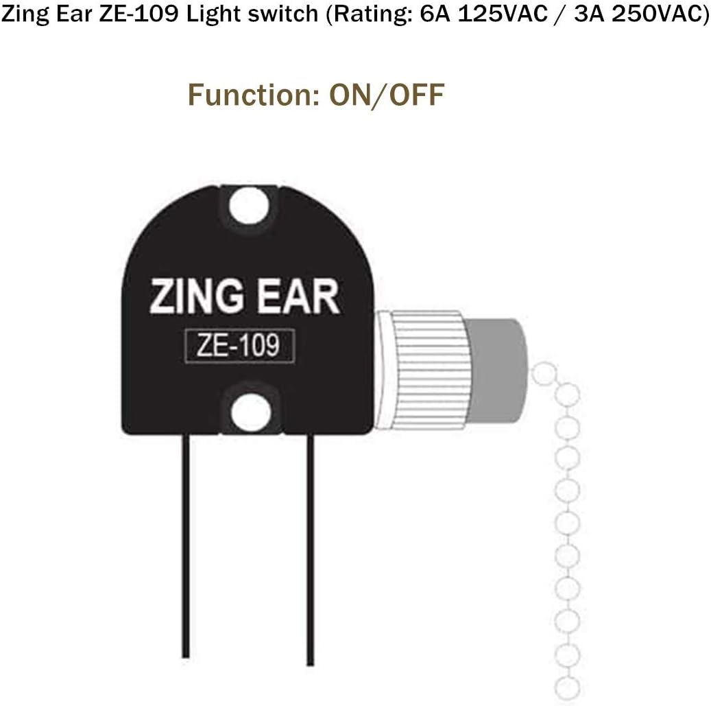 Pull Chain Switch Zing Ear ZE-109 Ceiling Fan Switch Ceiling Fan Light Lamp Replacement 2 Pack Brass - - 