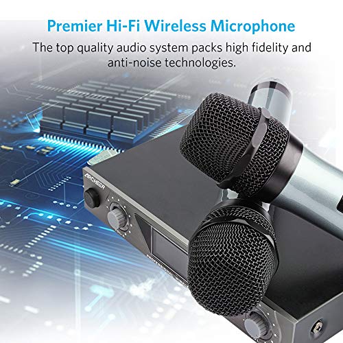 Wireless Microphone,ARCHEER UHF Bluetooth Dual Channel Handheld