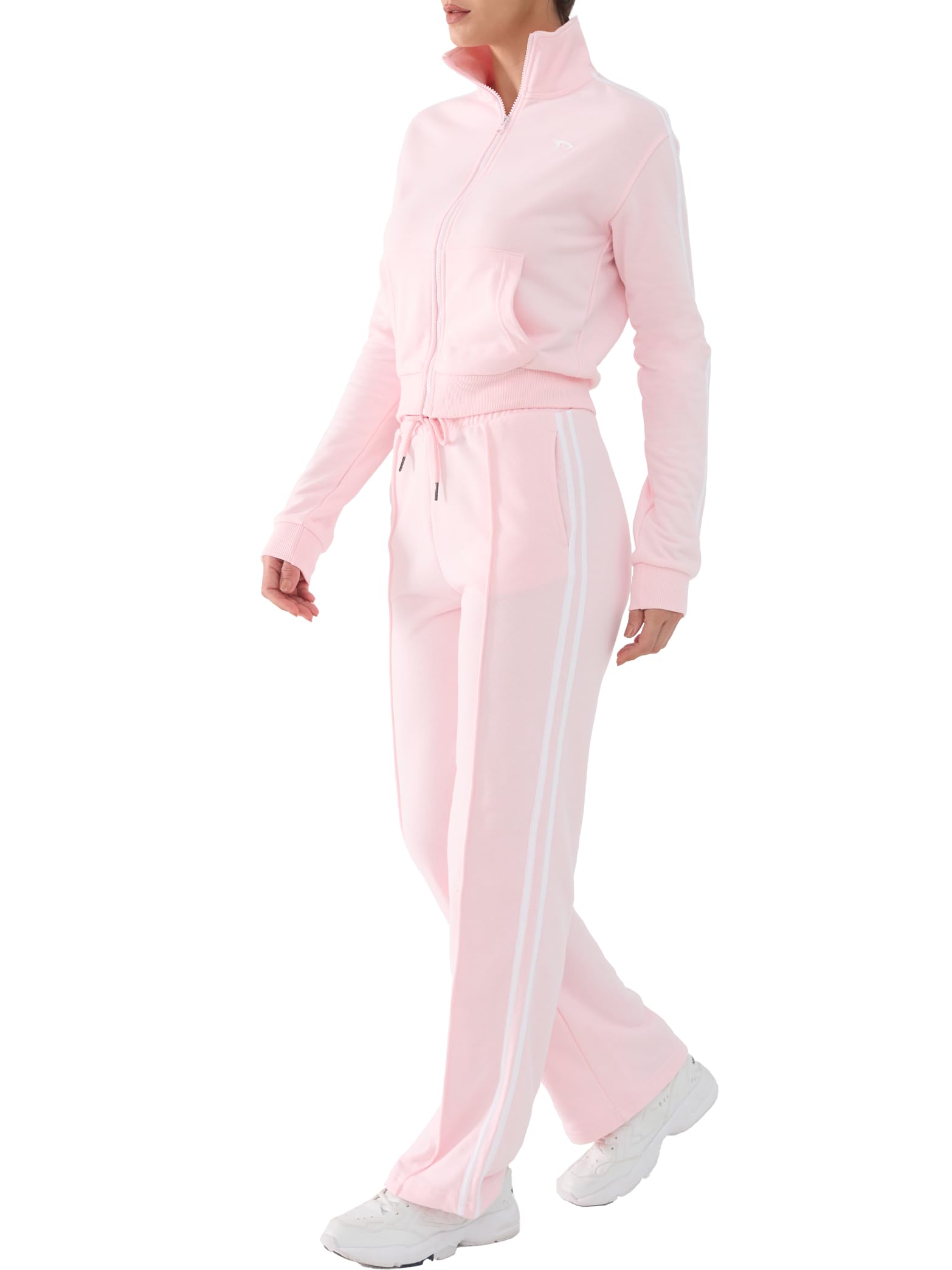 Photo 1 of DITOK Track Suits for Women Set 2 Piece Spring Lounge Outfits Zip Up Sweatshirt & Sweatpants with Pocket Jogger Sweatsuits, Pink