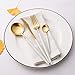 Stainless Steel Flatware Set, Morgiana 4-Piece Flatware Cutlery Set Including Fork Spoons Knife Tableware for Home,Hotel,Restaurant (White+Golden 1)
