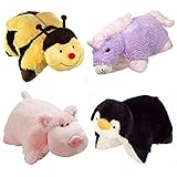 Set of 4 Pillow Pets Pee-Wees Stuffed Animal Plush Kids Bedtime Nap Toys Mini