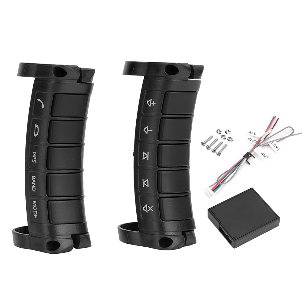 AOWINHIT Universal Car Steering Wheel Remote Control DVD Navigation Wireless Controller Half Moon Shape Black,Steering Wheels