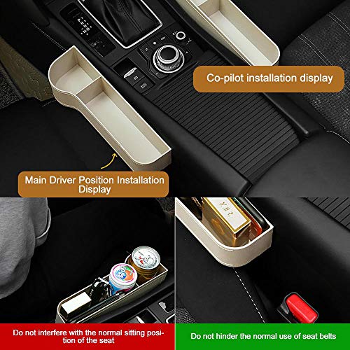Moshbu 2 PCS Car Seat Pockets ABS Car Console Side Organizer Seat Gap Filler with Cup Holder for Cup, Cellphone, Wallet, Keys, Etc - Thumbnail 2