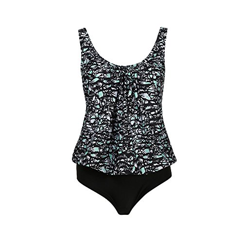 COOKI Women Swimsuit Floral Printed Tankini Top Bikini Swimwear Two Piece Bottoms Tankini Swimsuits Bathing Suits