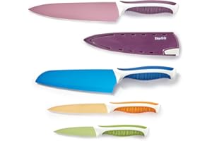 Starfrit 092875 Set of 4 Knives with Integrated Sharpener in Blade Cover