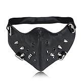 GeDuoYun Leather Rivet Half Face Steampunk Sports Protective Cosplay Motocycle Biker Mask (Black)