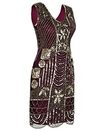 PrettyGuide vestido para evento formal dobladillo con lentejuelas Art Deco estilo Gatsby de los años 20 para mujer