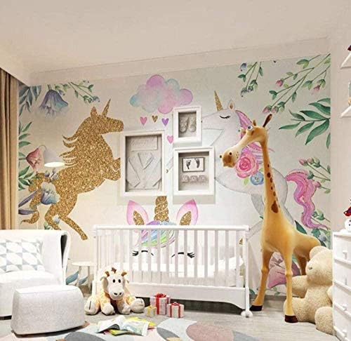 Xiutailtd 3dシルク壁紙写真壁紙北欧水彩ユニコーン背景壁紙リビングルーム寝室壁紙イン