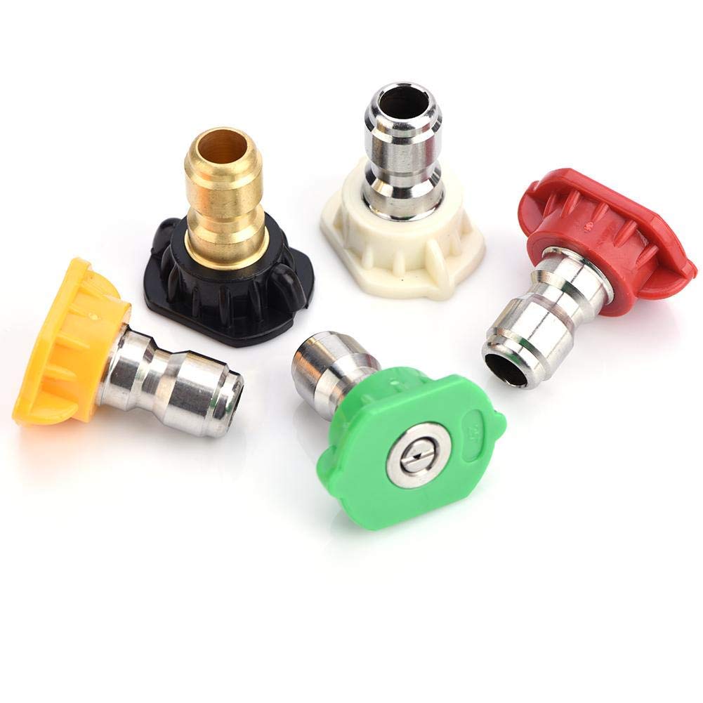 Pressure Washer Adapter,Universal Power Pressure Washer Spray Nozzle Tips,Quick Connect Fitting for Quick Connect high Pressure Washer up to 4000 PSI,with 5 Power Washer Nozzle Tips Multiple Degrees