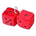 Mrcartool 3 inch Pair of Retro Square Mirror Hanging Dice Couple Fuzzy Plush Dice with Dots for Car Interior Ornament Decoration (Red)