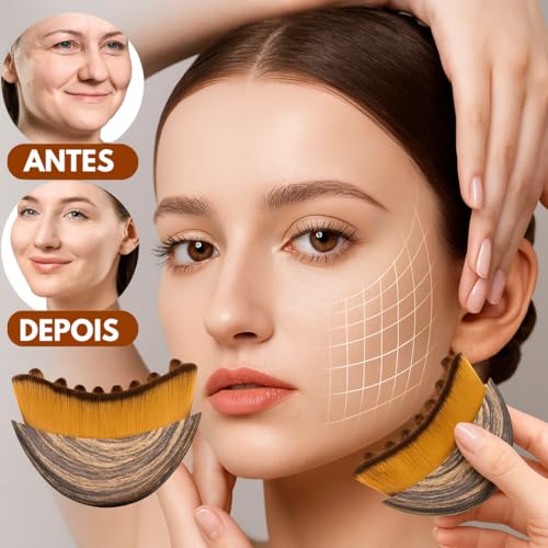 Escova Lifting Facial para Drenagem – Massageador de Contorno, Estimula Circulação, Reduz Inchaço e Modela Queixo & Mandíbula – Design Ergonômico, Cerdas Ultra Macias, Uso Diário ou Spa